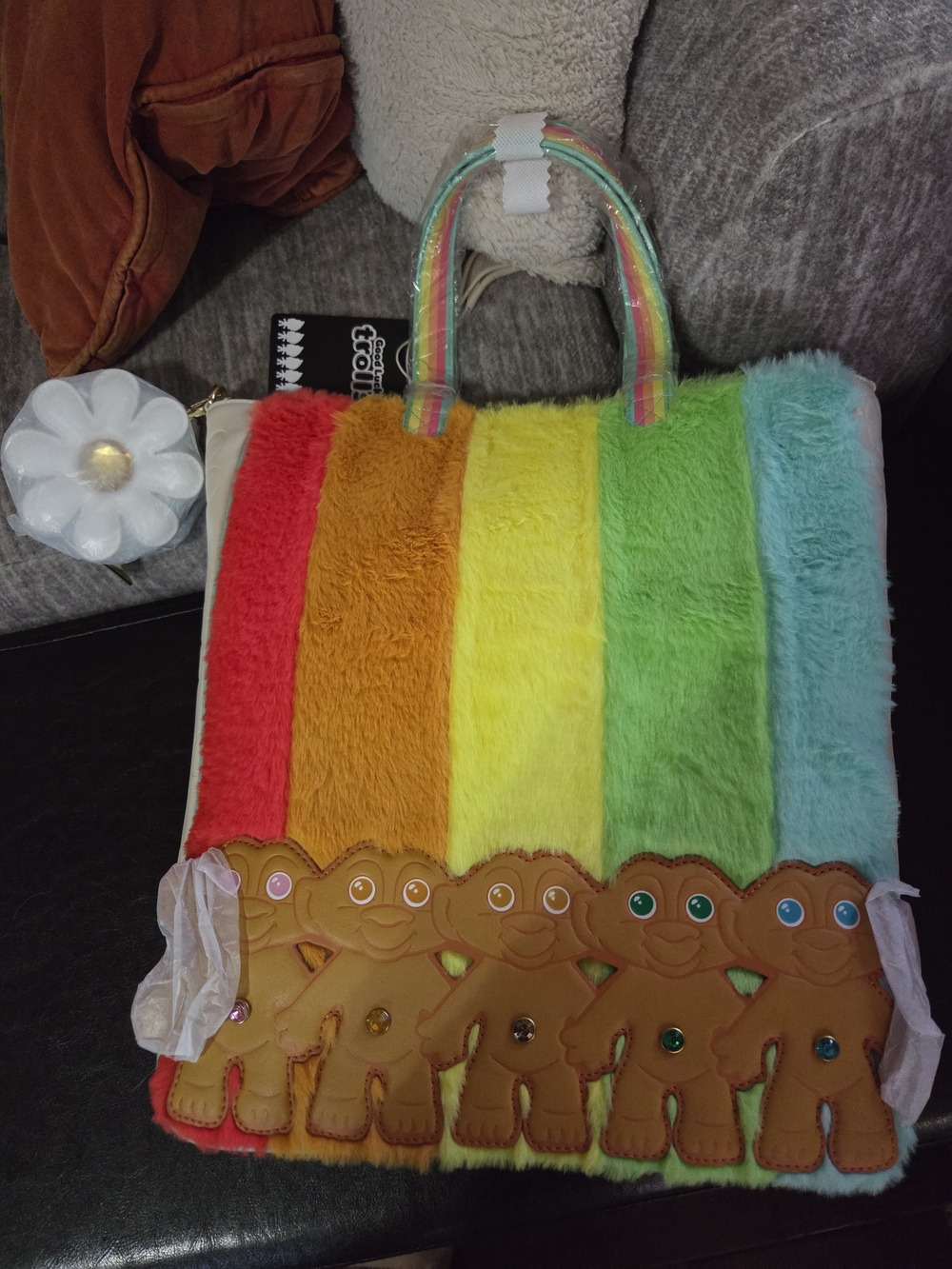 Loungefly Trolls Rainbow Fuzzy Tote Bag New With Tags